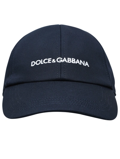 Shop Dolce & Gabbana Man  Black Cotton Hat In Blue