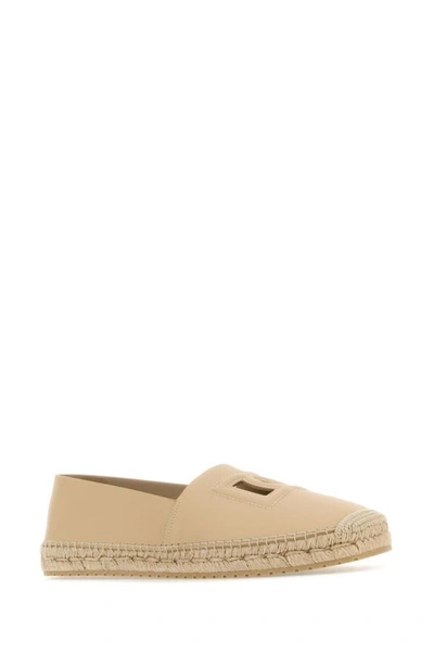 Shop Dolce & Gabbana Man Cappuccino Leather Espadrilles In Brown