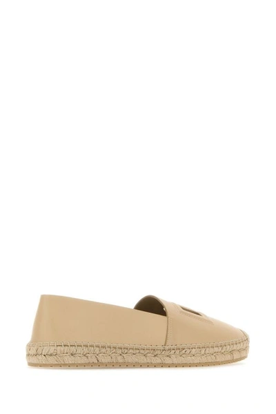 Shop Dolce & Gabbana Man Cappuccino Leather Espadrilles In Brown