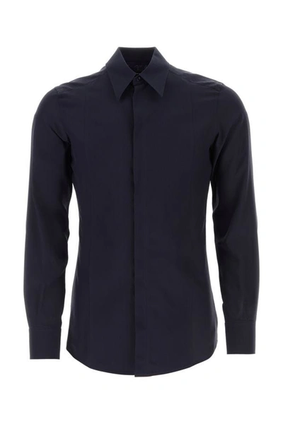 Shop Dolce & Gabbana Man Midnight Blue Crepe Shirt