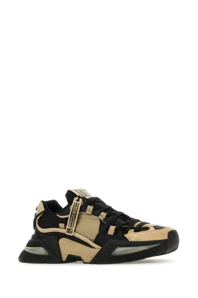 Shop Dolce & Gabbana Man Two-tone Leather And Nylon Airmaster Sneakers In Multicolor