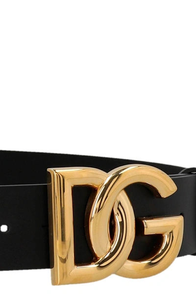 Shop Dolce & Gabbana Men 'dg' Belt In Black