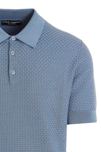 Shop Dolce & Gabbana Men Knit Polo Shirt In Blue