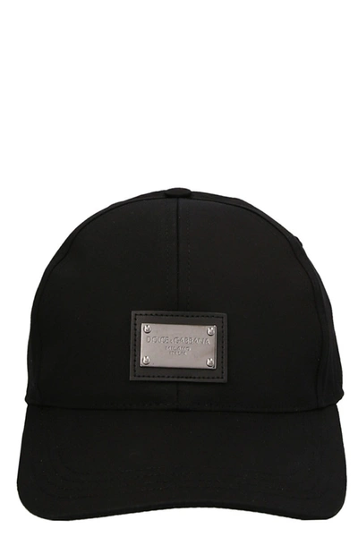 Shop Dolce & Gabbana Men Logo Plaque Cap In Black
