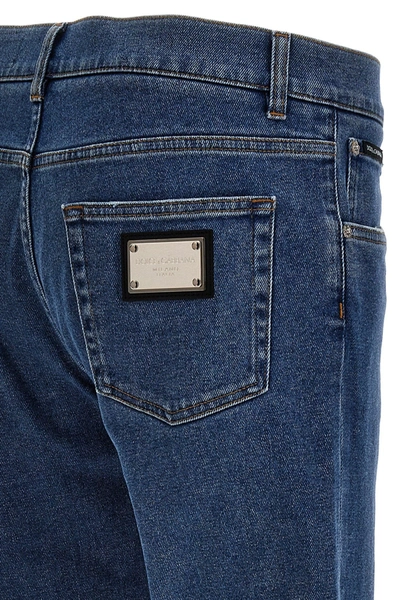 Shop Dolce & Gabbana Men Logo Plaque Jeans In Blue