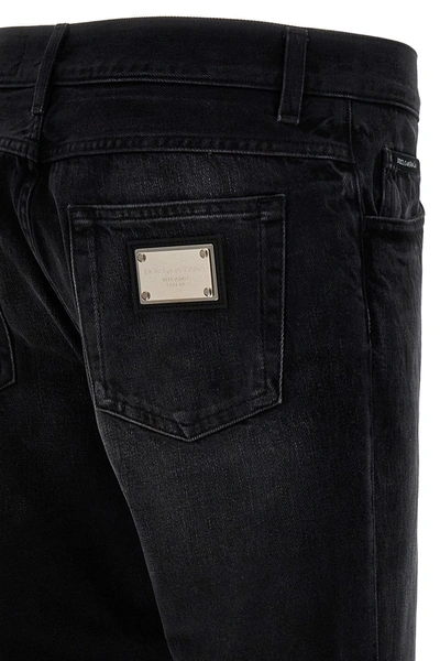 Shop Dolce & Gabbana Men Logo Plaque Jeans In Black