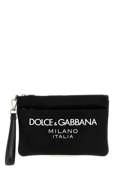 Shop Dolce & Gabbana Men Logo Print Clutch Bag In Multicolor