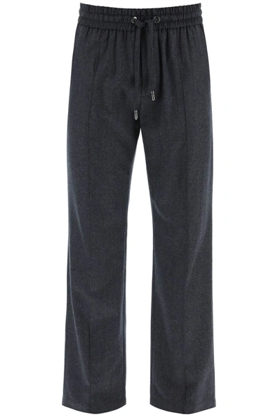 Shop Dolce & Gabbana Flannel Trousers For Men Men In Gray