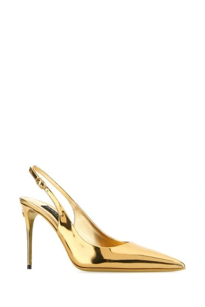 Shop Dolce & Gabbana Woman Gold Leather Pumps