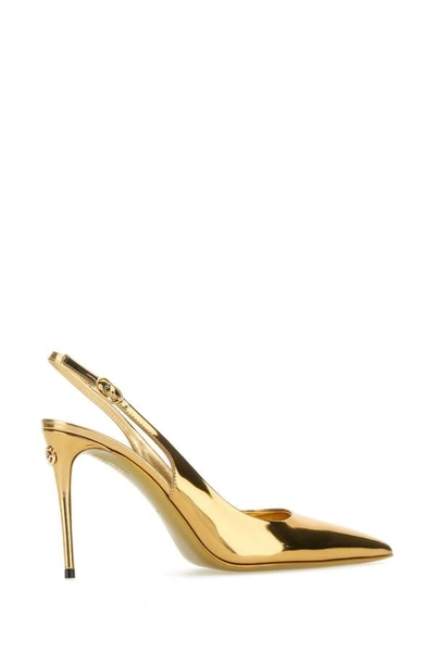 Shop Dolce & Gabbana Woman Gold Leather Pumps