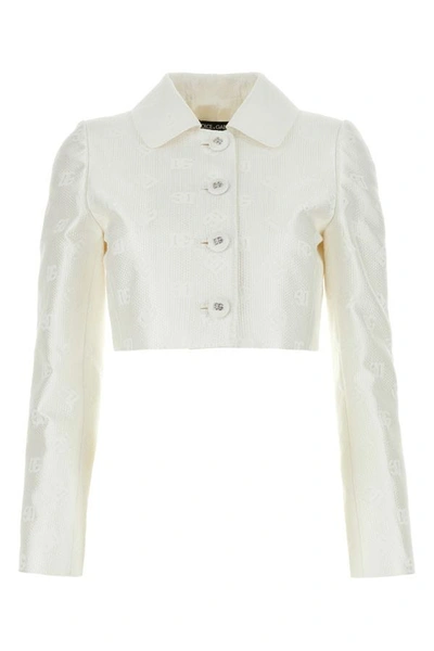 Shop Dolce & Gabbana Woman White Jacquard Blazer