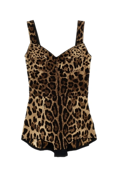 Shop Dolce & Gabbana Women 'leopardo' Bodysuit In Multicolor