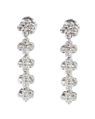 Shop Tiffany & Co Lace Diamond Long Drop Earrings In Platinum 0.8 Ctw In Silver