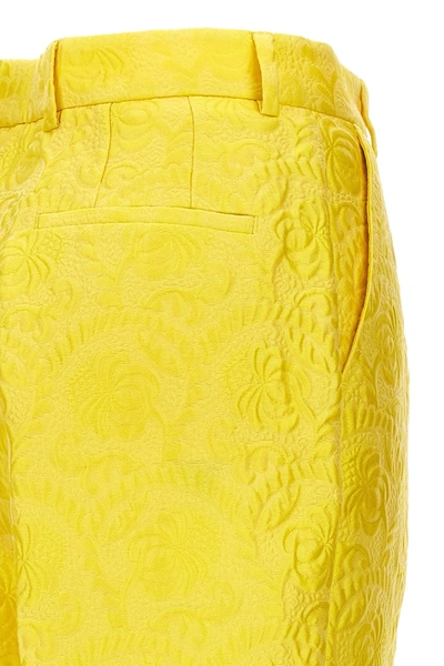 Shop Dolce & Gabbana Women Jaquard Tailored Trousers In Yellow