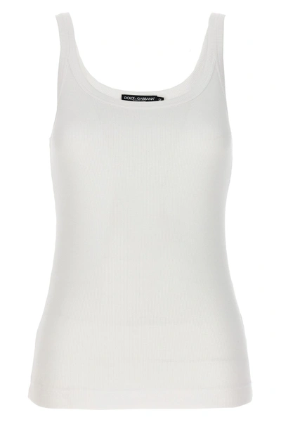 Shop Dolce & Gabbana Women Ribbed Tank Top In White