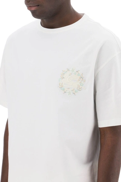 Shop Etro Floral Pegasus Embroidered T-shirt Men In White