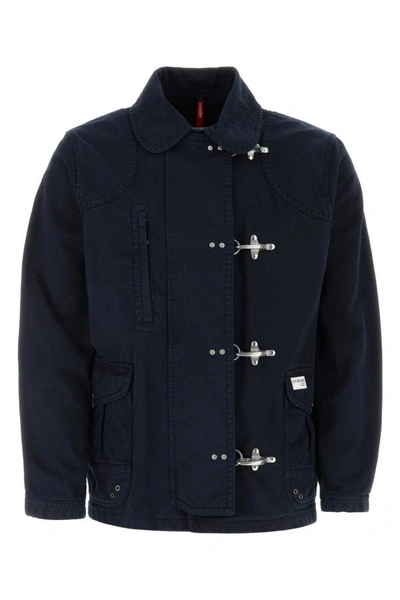 Shop Fay Man Navy Blu Denim Jacket In Blue