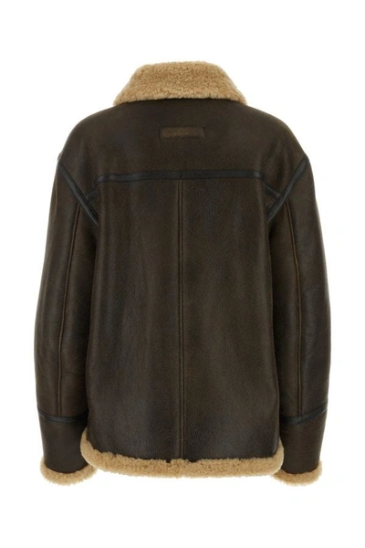 Shop Fay Woman Dark Brown Shearling Jacket
