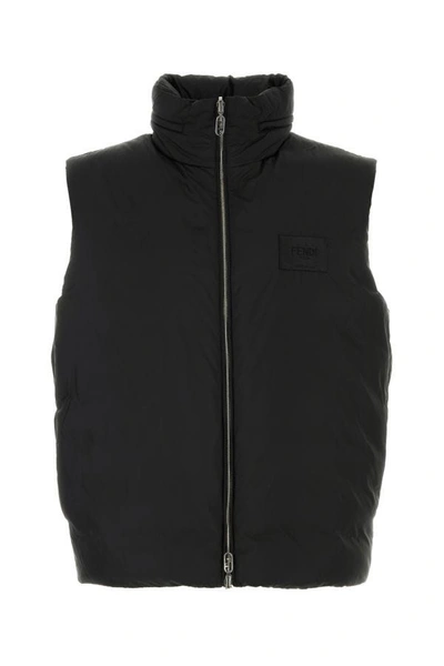 Shop Fendi Man Black Polyester  X Stefano Pilati Reversible Down Jacket