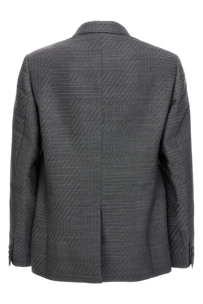 Shop Fendi Men ' Shadow' Blazer In Gray