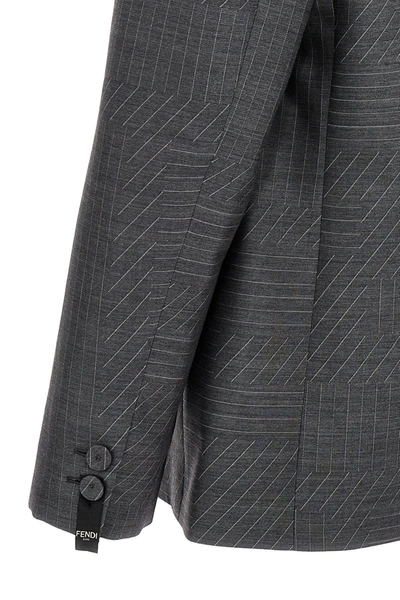 Shop Fendi Men ' Shadow' Blazer In Gray