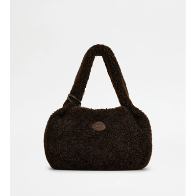 Tod's Shirt Hobo Bag In Sheepskin Small In Brown