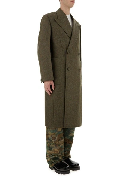 Givenchy Double-breasted Herringbone Wool Coat In Green