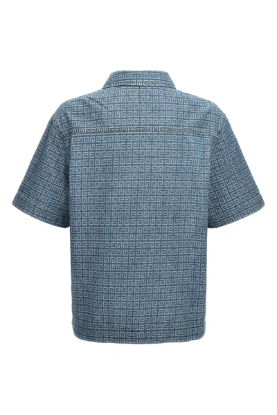 Shop Givenchy Men Denim Logo Shirt In Blue