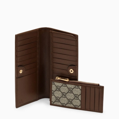 Shop Gucci Gg Supreme Beige Long Wallet Men In Brown