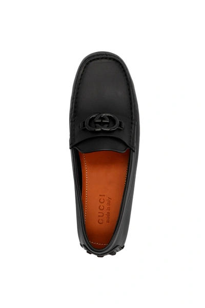 Shop Gucci Men 'crossover Gg' Driver Loafers In Black