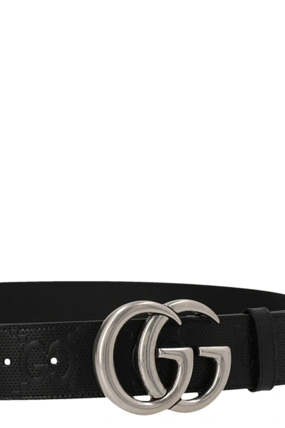 Shop Gucci Men 'gg Marmont' Belt In Black