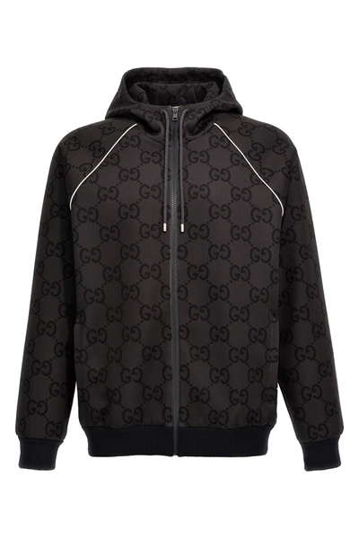 Shop Gucci Men 'jumbo Gg' Jacket In Gray