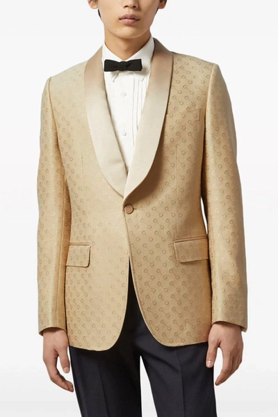 Shop Gucci Men Clamp Jacquard Blazer In Cream