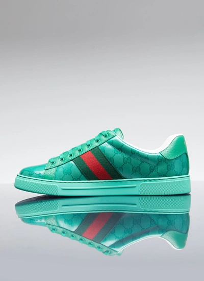 Shop Gucci Men Gg Crystal Canvas Sneakers In Green