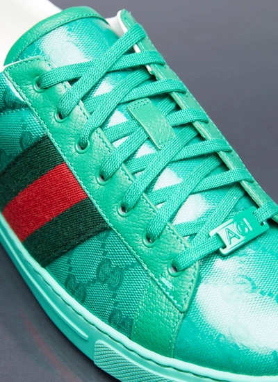 Shop Gucci Men Gg Crystal Canvas Sneakers In Green