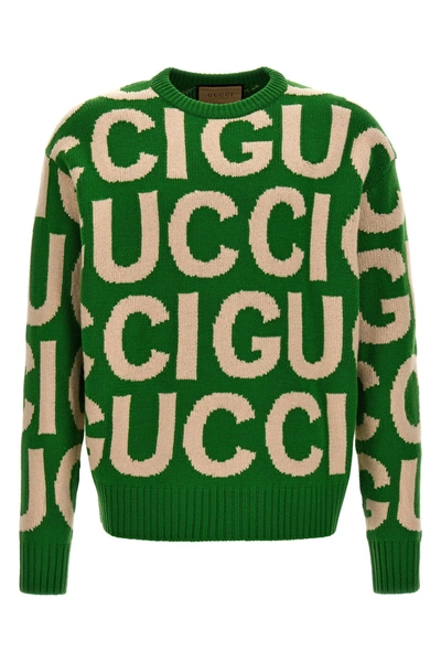 Shop Gucci Men Logo Sweater In Green