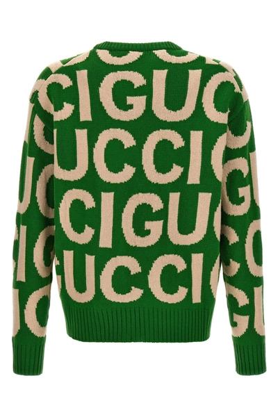 Shop Gucci Men Logo Sweater In Green