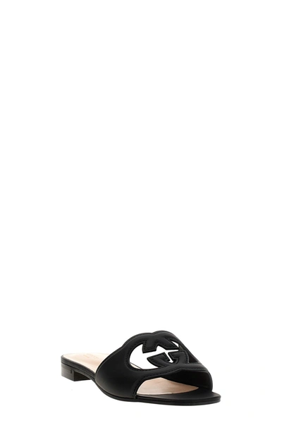 Shop Gucci Women 'incrocio Gg' Sandals In Black