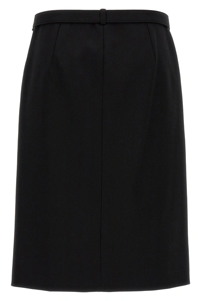 Gucci Black Wool Skirt With Removable Belt In Black