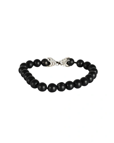 Shop David Yurman Spiritual Beads Onyx Bracelet In Sterling Silver