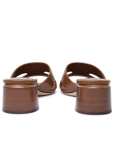 Shop Jimmy Choo Woman 'ellison Mule 45' Brown Leather Sandals