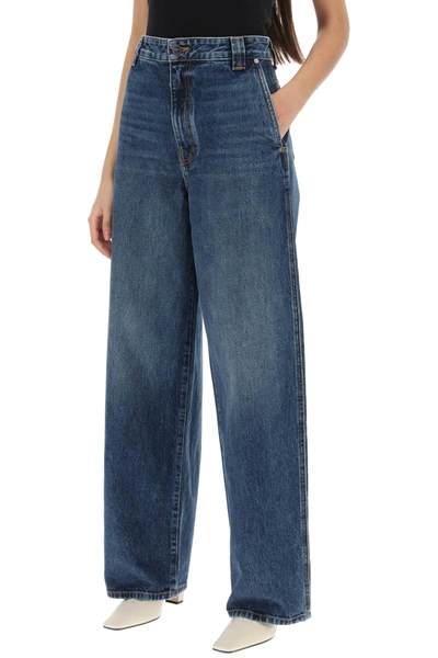 Shop Khaite Bacall Wide Leg Jeans Women In Blue