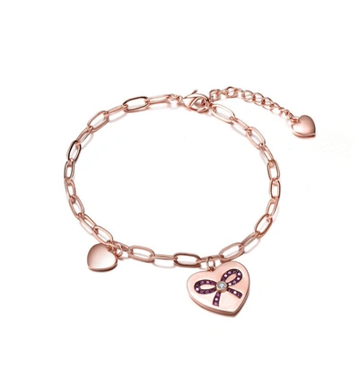 Rachel Glauber Teen/young Adults 18k Rose Gold Plated With Heart Charms Adjustable Bracelet In Multi
