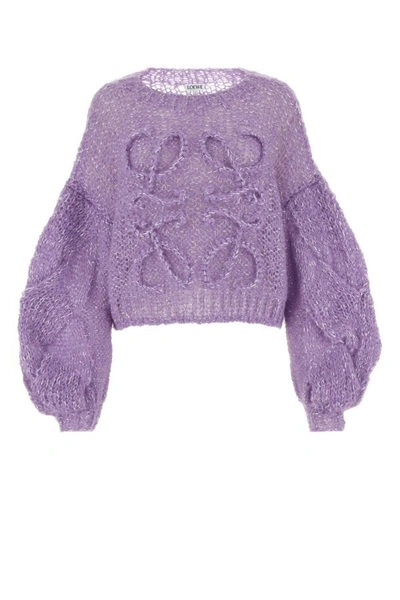 Shop Loewe Woman Lilac Mohair Blend Oversize Sweater In Purple