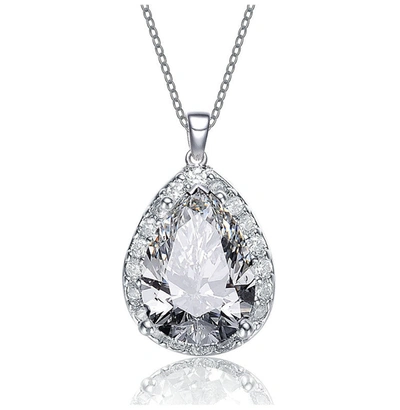 Rachel Glauber Pear-shaped Pendant With Colored Cubic Zirconia In Silver