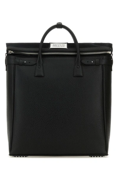 Shop Maison Margiela Man Black Leather 5a Handbag