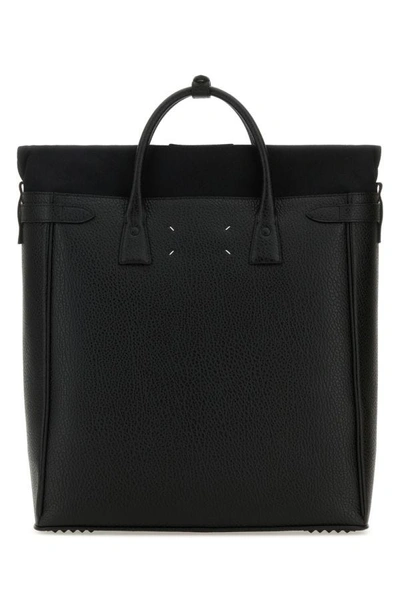 Shop Maison Margiela Man Black Leather 5a Handbag