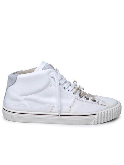 Shop Maison Margiela Man  Leather Blend Sneakers In White