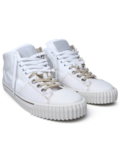Shop Maison Margiela Leather Blend Sneakers Man In White