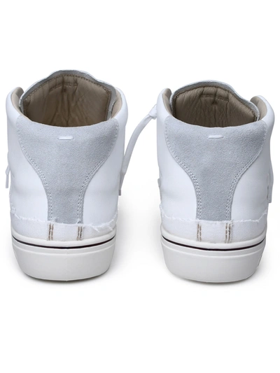 Shop Maison Margiela Man  Leather Blend Sneakers In White
